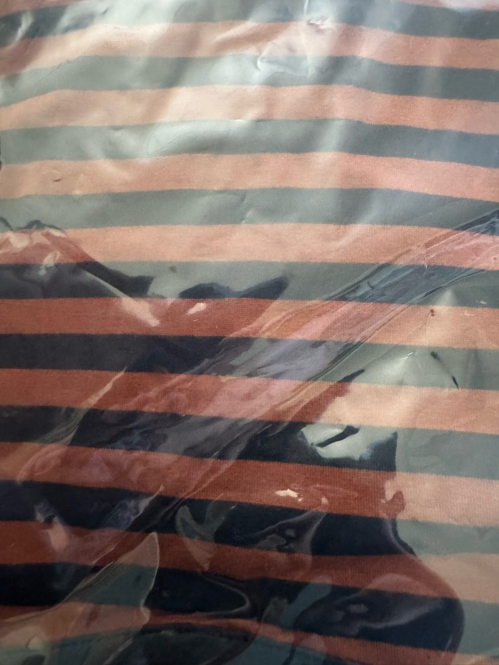 Striped Long-Sleeve Ribbed Top in Brown & Navy Y2K style - Picture 2 of 2